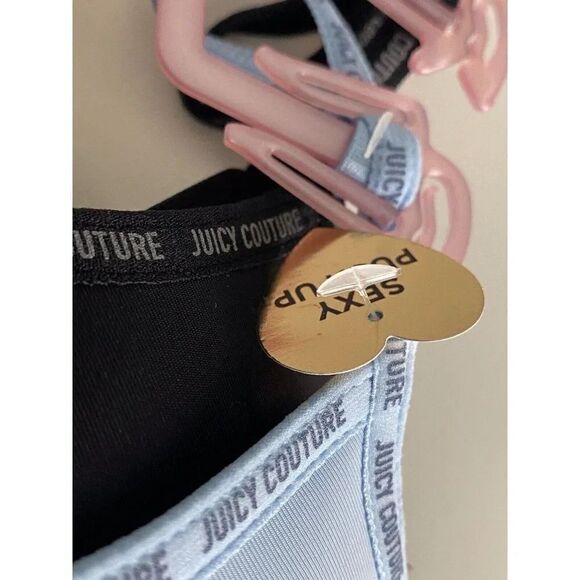 2 Pack Juicy Couture Sexy Push Up Bra JC6559 Blue Black Logo Trim Sz 38C NEW - Picture 4 of 16